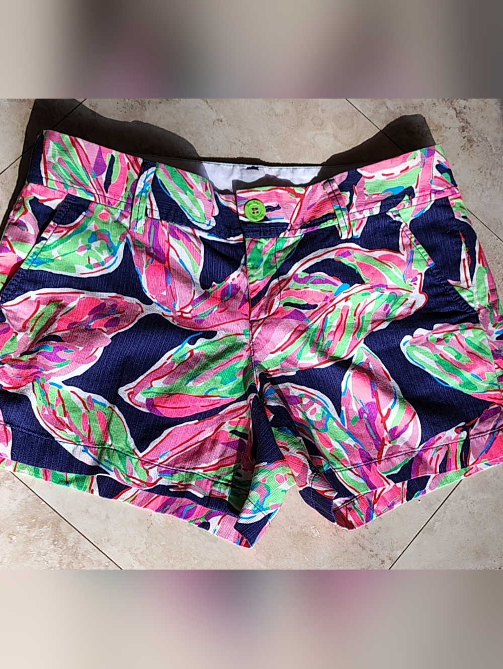 Lilly Pulitzer Callahan Shorts Vias Palmetto Leaf Navy, Pink & Lime Splash Sz 6 - Picture 7 of 8
